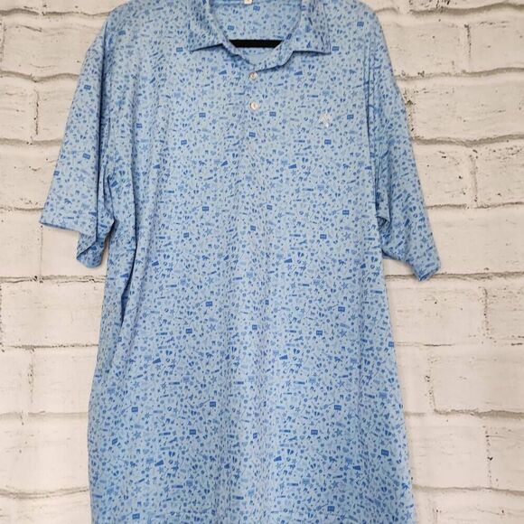 Peter Millar Mens Light Blue Embroidered Golf Polo Top Size XL Comfort - Picture 2 of 11